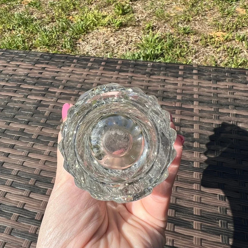 Mikasa Vision Clear‎ Crystal Bud Vase Swirl Pattern Scalloped Rim 4.5